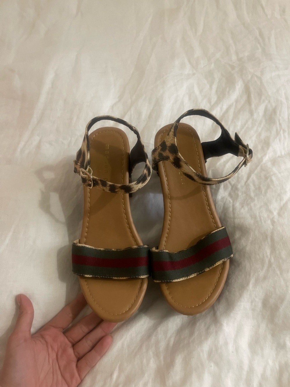Madden Girl Leopard Platform Sandal with Green and Red Stripe - Picture 4 of 5